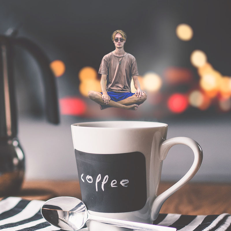 coffee meditation created using photo manipulation