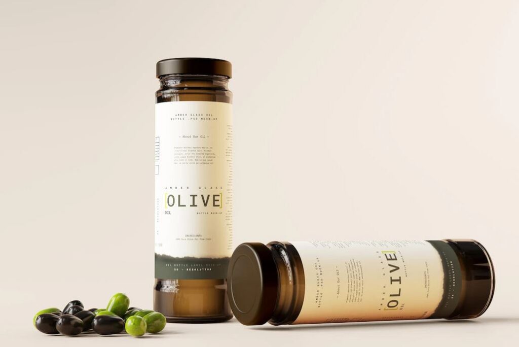 minimalist packaging design for olive oil