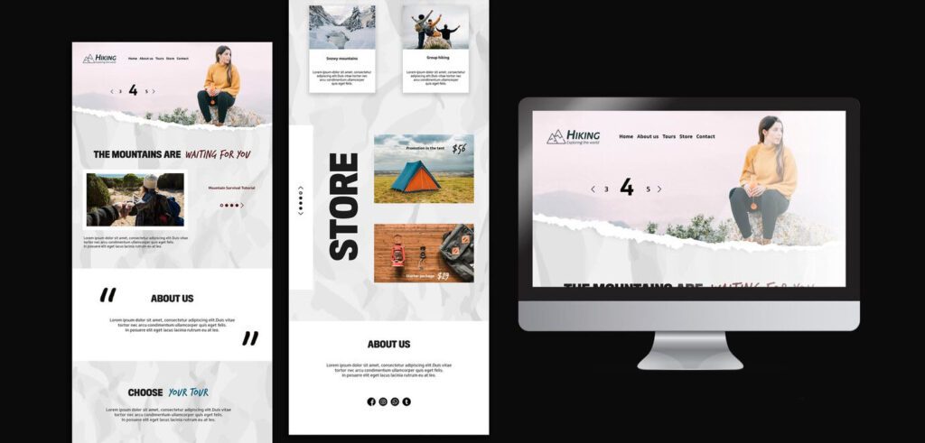 hiking web store design