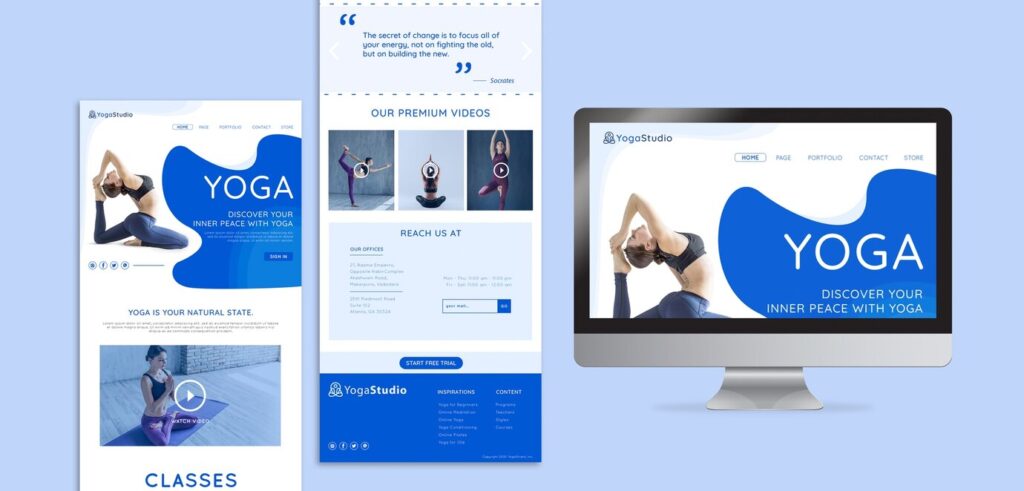 yoga studio web page design